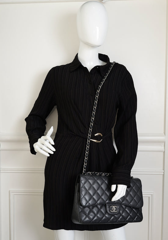 Chanel Black CC Classic Double Flap Jumbo Bag