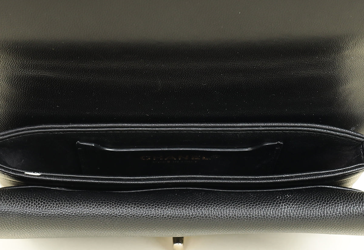 Chanel Black CC Quilted Mini Top Handle Flap Bag