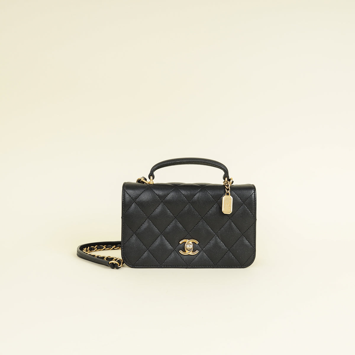 Chanel Black CC Quilted Mini Top Handle Flap Bag