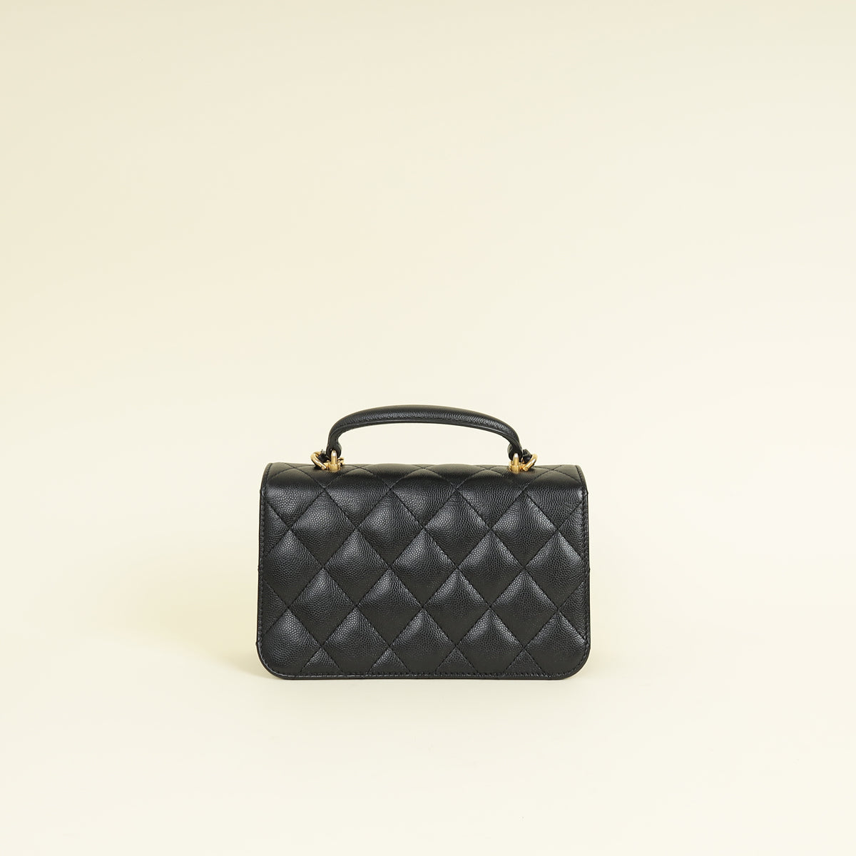 Chanel Black CC Quilted Mini Top Handle Flap Bag
