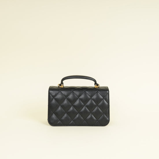 Chanel Black CC Quilted Mini Top Handle Flap Bag