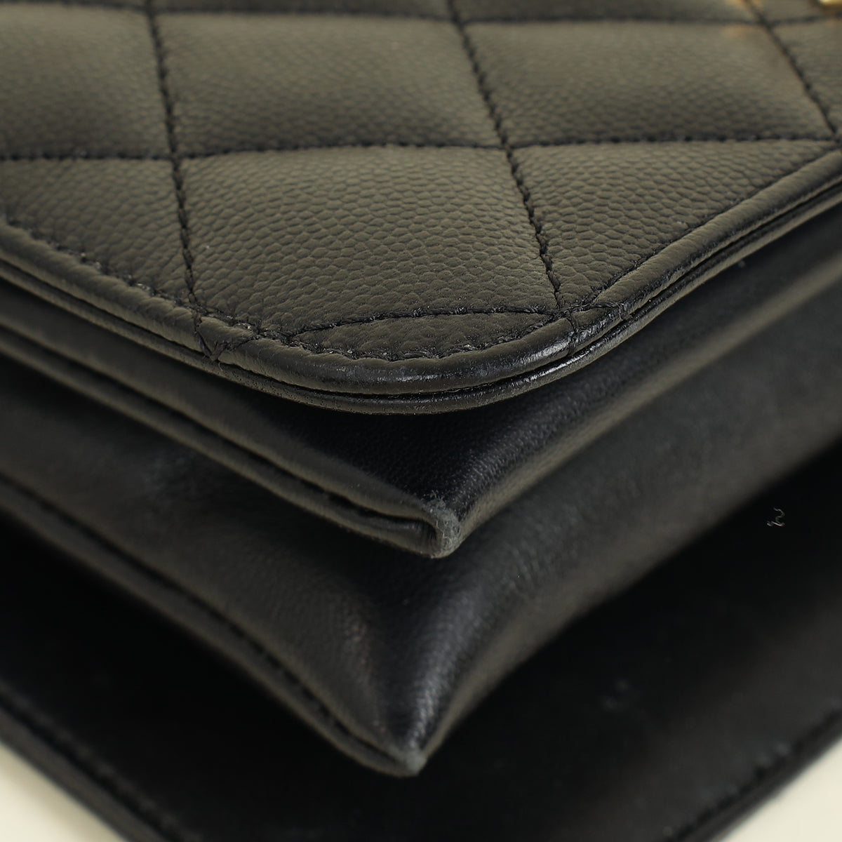 Chanel Black CC Quilted Mini Top Handle Flap Bag