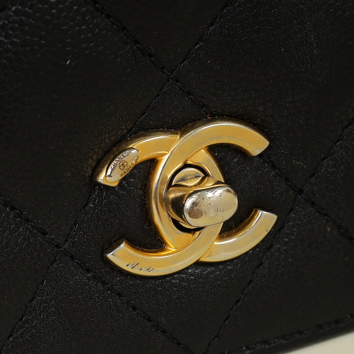 Chanel Black CC Quilted Mini Top Handle Flap Bag