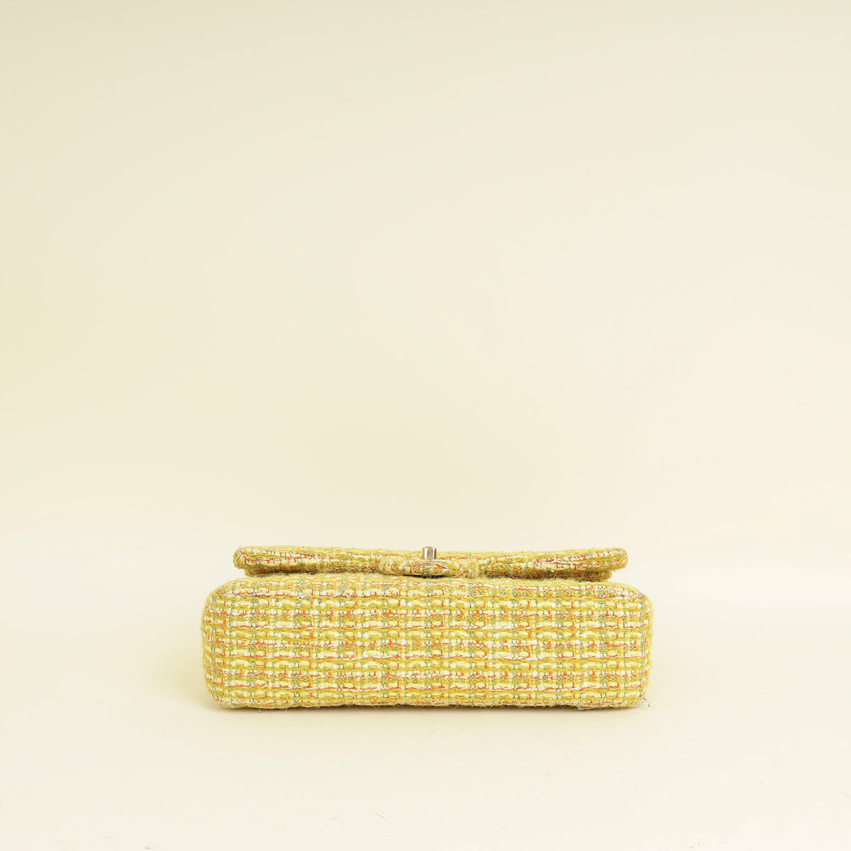 Chanel Yellow CC Classic Tweed Double Flap Medium Bag