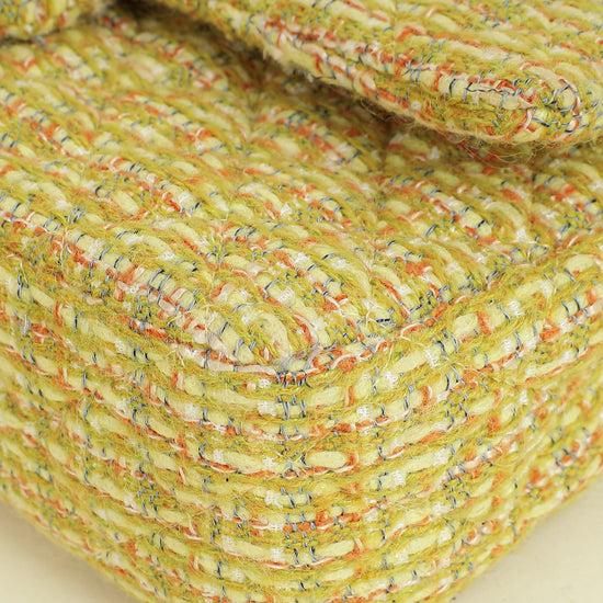 Chanel Yellow CC Classic Tweed Double Flap Medium Bag