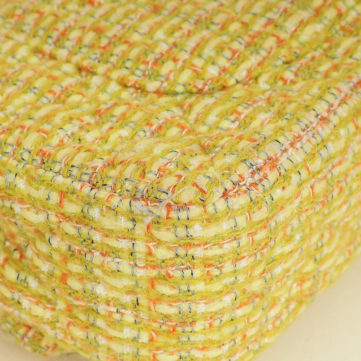 Chanel Yellow CC Classic Tweed Double Flap Medium Bag