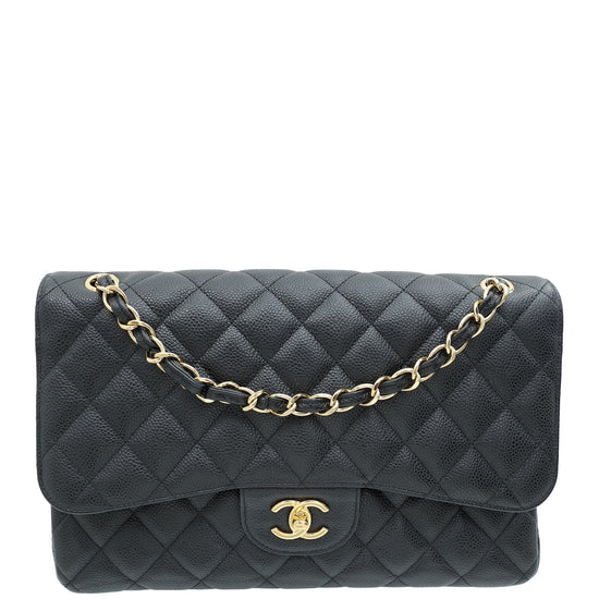 Chanel Black CC Classic Double Flap Jumbo Bag