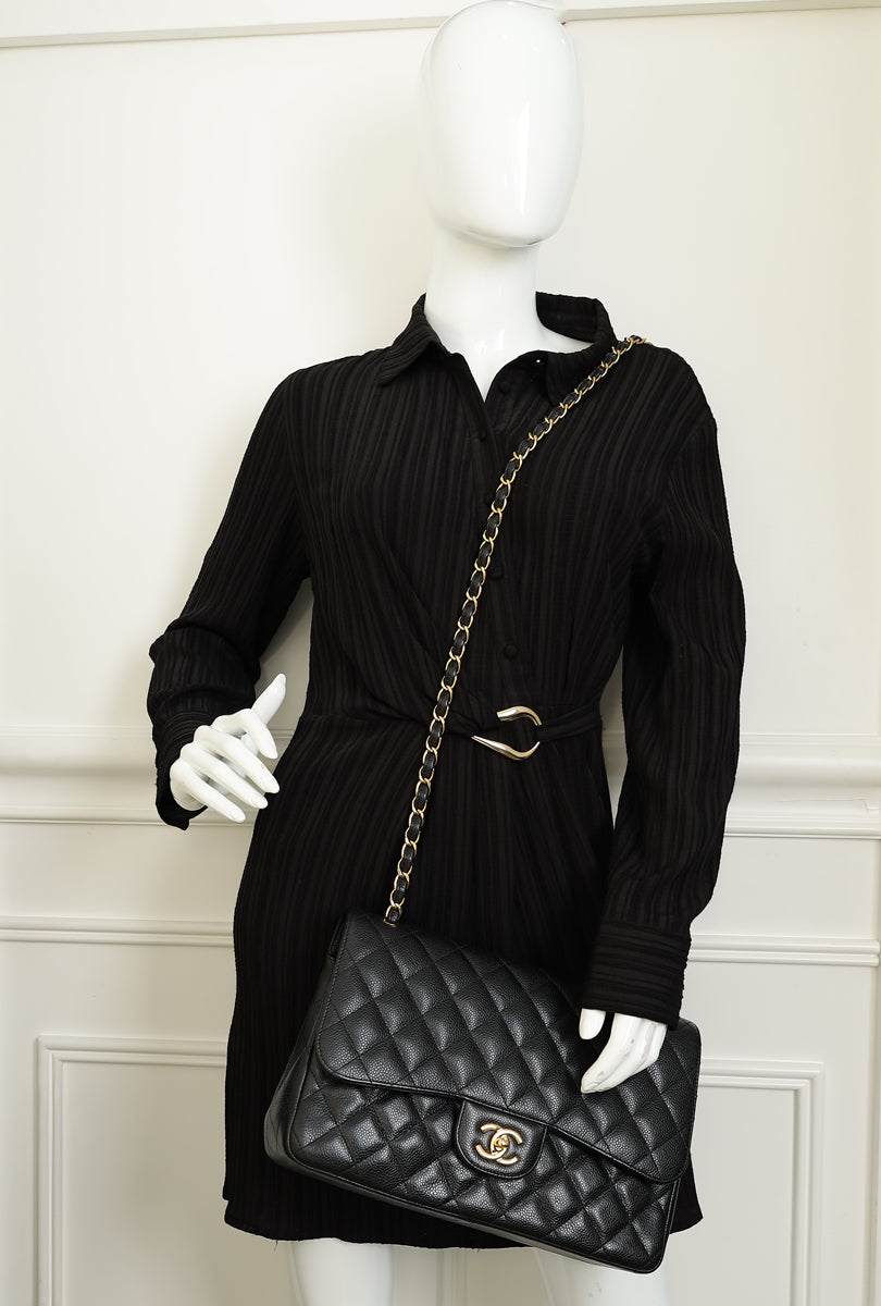 Chanel Black CC Classic Double Flap Jumbo Bag