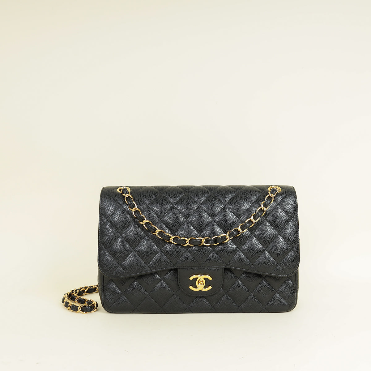 Chanel Black CC Classic Double Flap Jumbo Bag