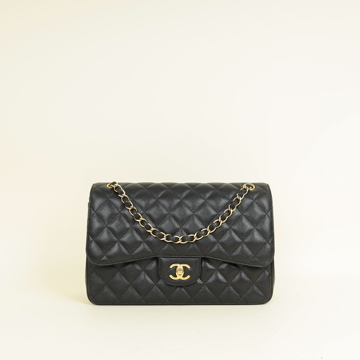 Chanel Black CC Classic Double Flap Jumbo Bag