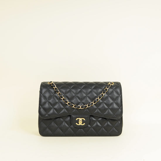 Chanel Black CC Classic Double Flap Jumbo Bag