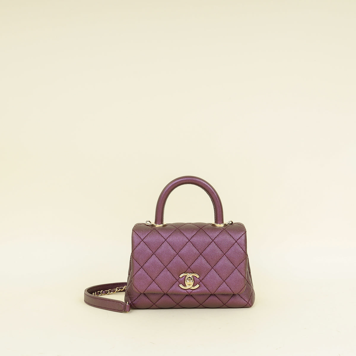 Chanel Metallic Violet CC Coco Handle Mini Bag