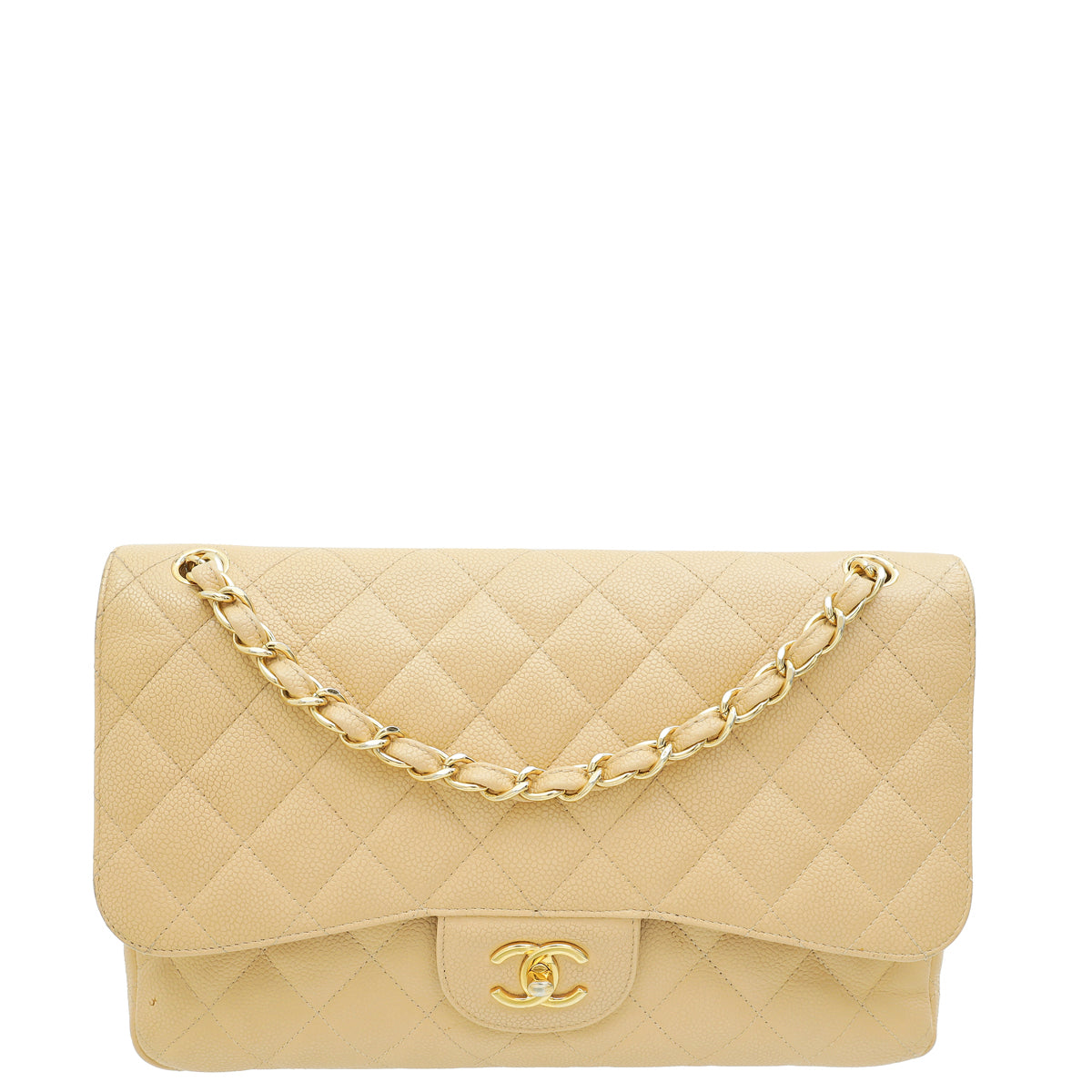 Chanel Beige CC Classic Double Flap Jumbo Bag-Chanel-THE CLOSET