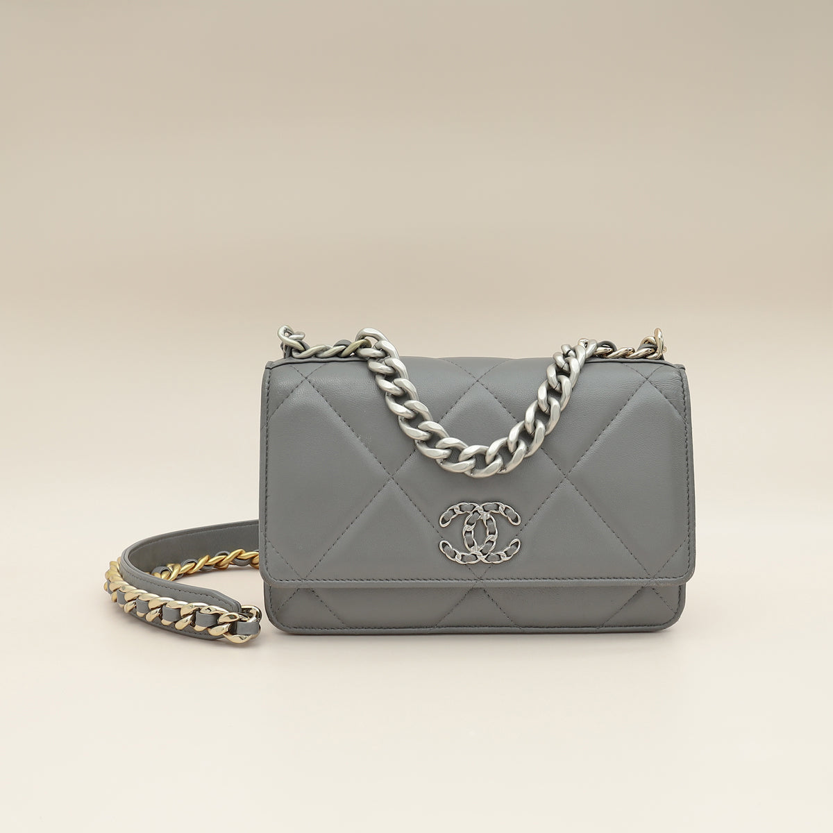 Chanel Grey CC 19 Wallet On Chain-Chanel-THE CLOSET