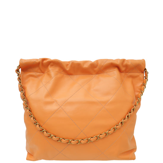 Chanel Coral Apricot 22 Shiny Small Hobo Bag