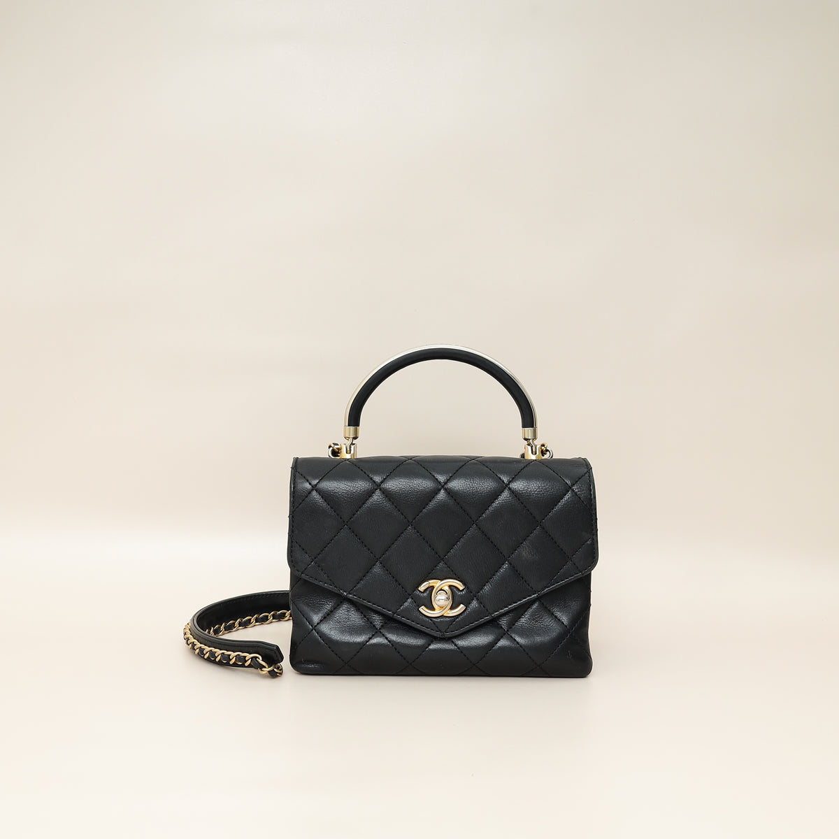 Chanel Black CC Top Handle Envelope Flap Bag
