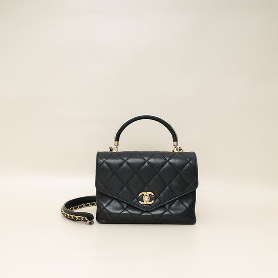 Chanel Black CC Top Handle Envelope Flap Bag