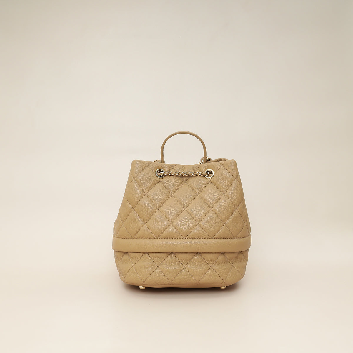 Chanel Beige CC Rolled Up Bucket Drawstring Bag-Chanel-THE CLOSET