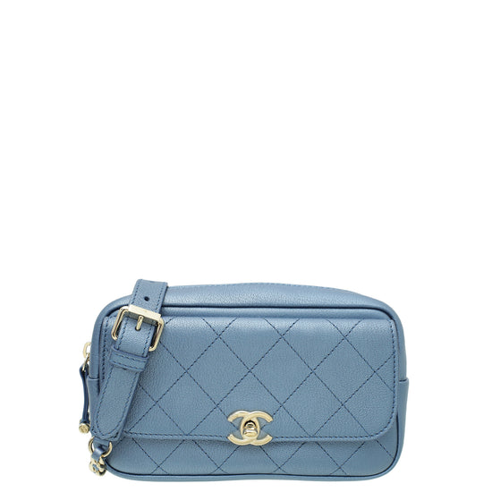 Chanel Metallic Light Blue Casual Trip Waist Bag