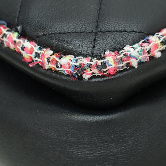 Chanel Black Tweed Quilted Elegant Trim Belt Bag