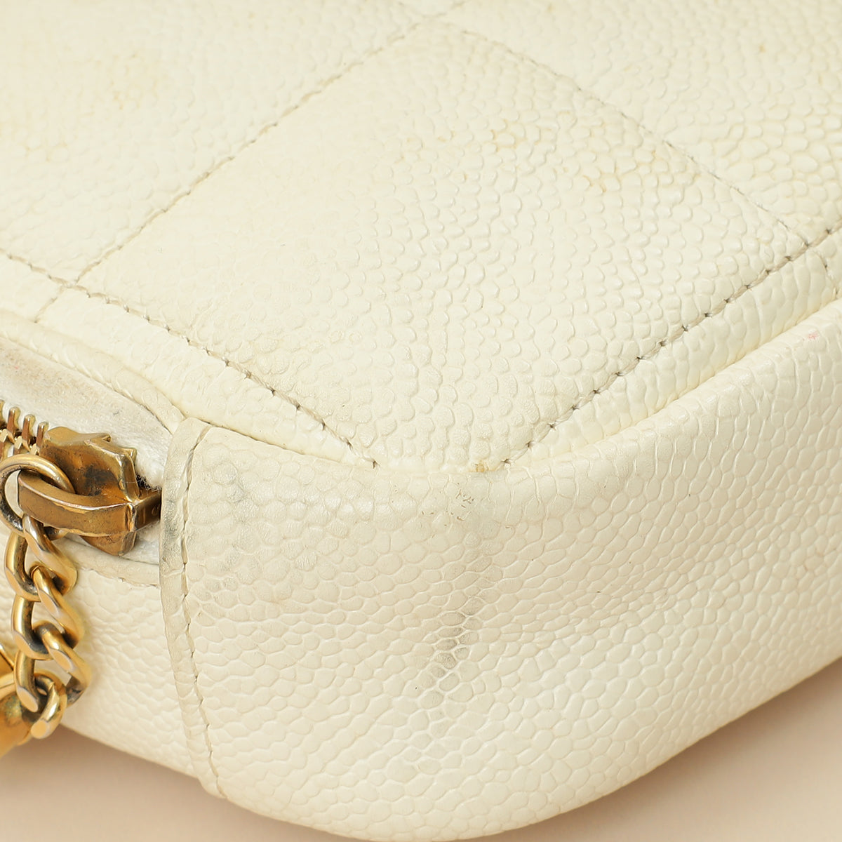 Chanel White CC Diamond Clutch W/ Chain-Chanel-THE CLOSET