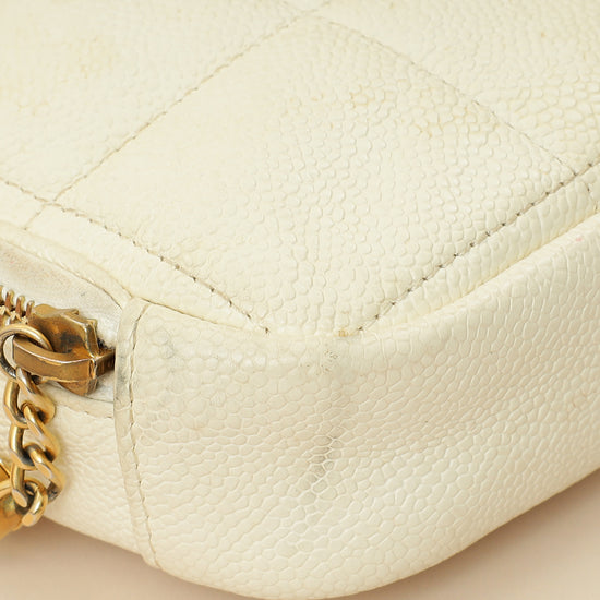 Chanel White CC Diamond Clutch W/ Chain-Chanel-THE CLOSET