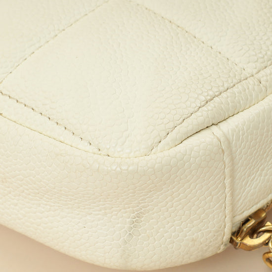 Chanel White CC Diamond Clutch W/ Chain-Chanel-THE CLOSET