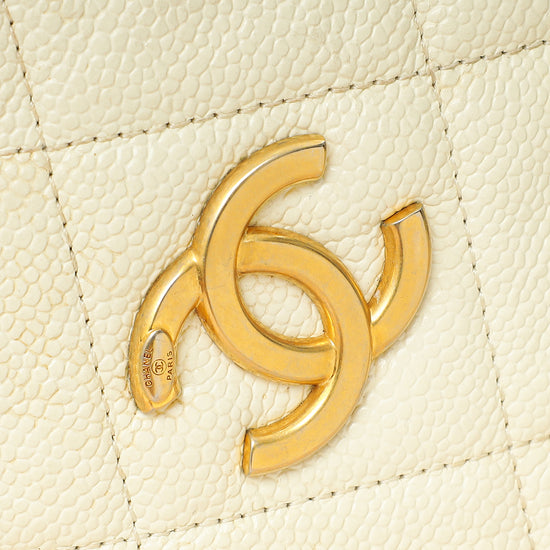 Chanel White CC Diamond Clutch W/ Chain-Chanel-THE CLOSET