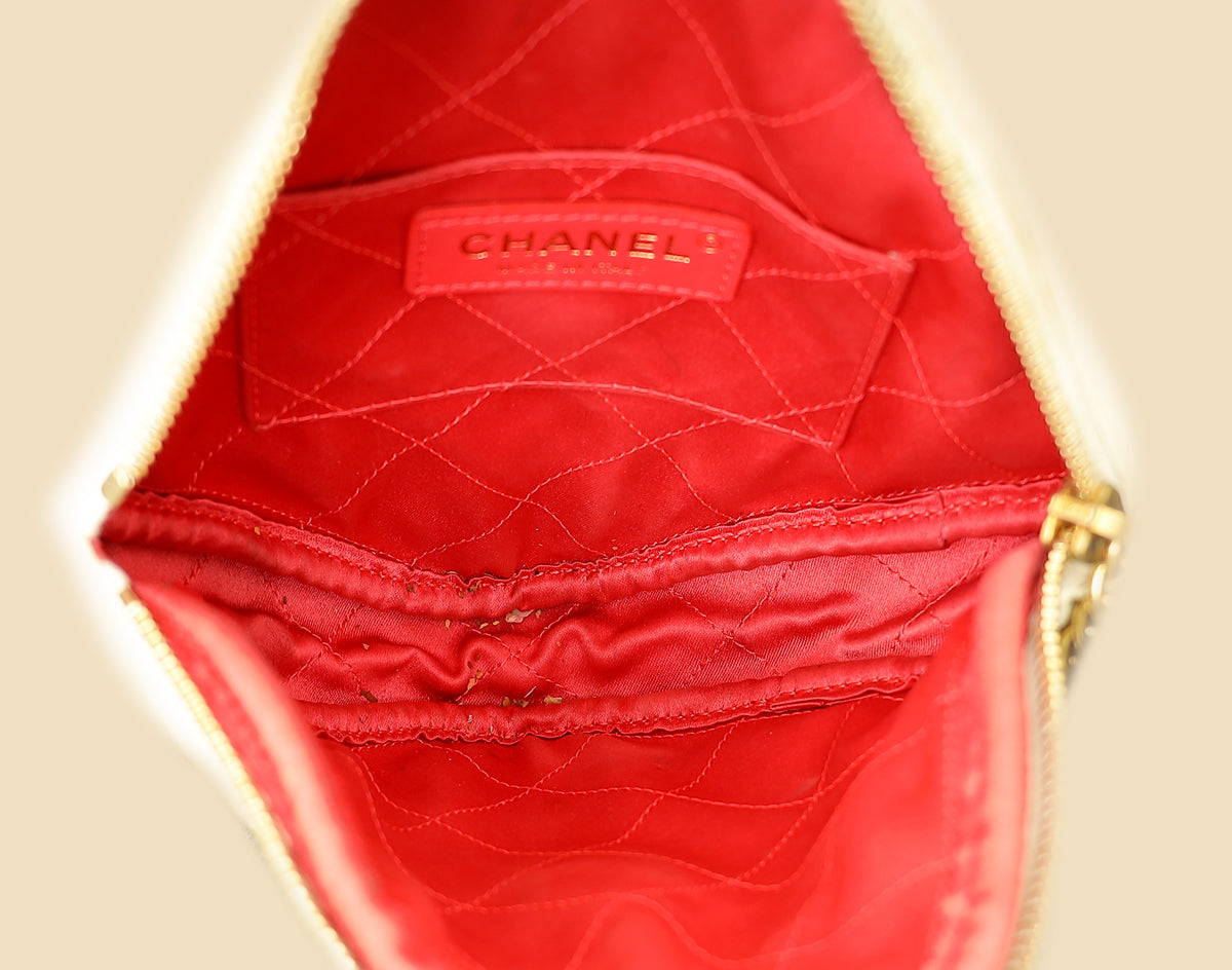 Chanel White CC Diamond Clutch W/ Chain-Chanel-THE CLOSET