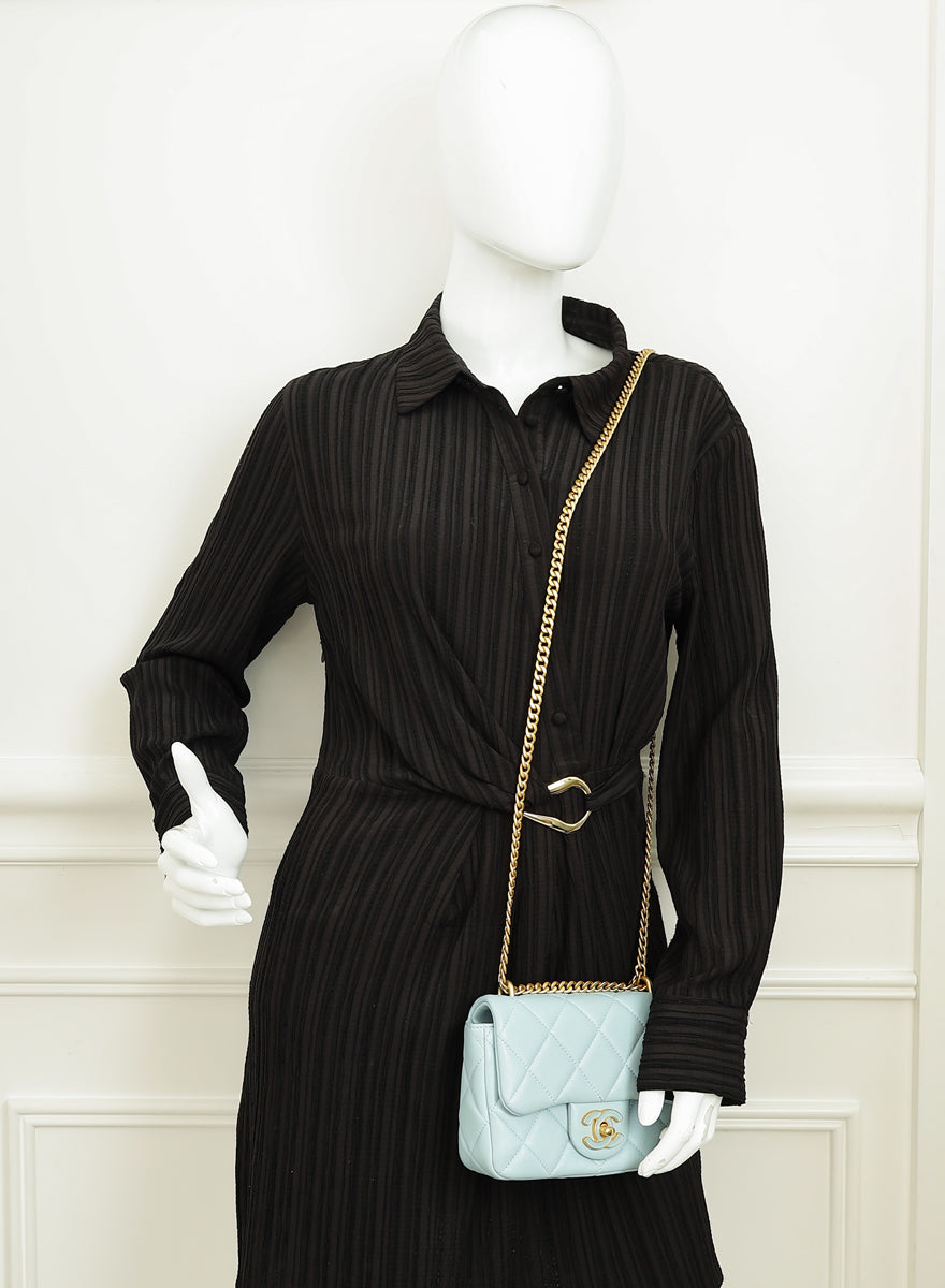 Chanel Light Blue Pending CC Mini Square Flap Bag-Chanel-THE CLOSET