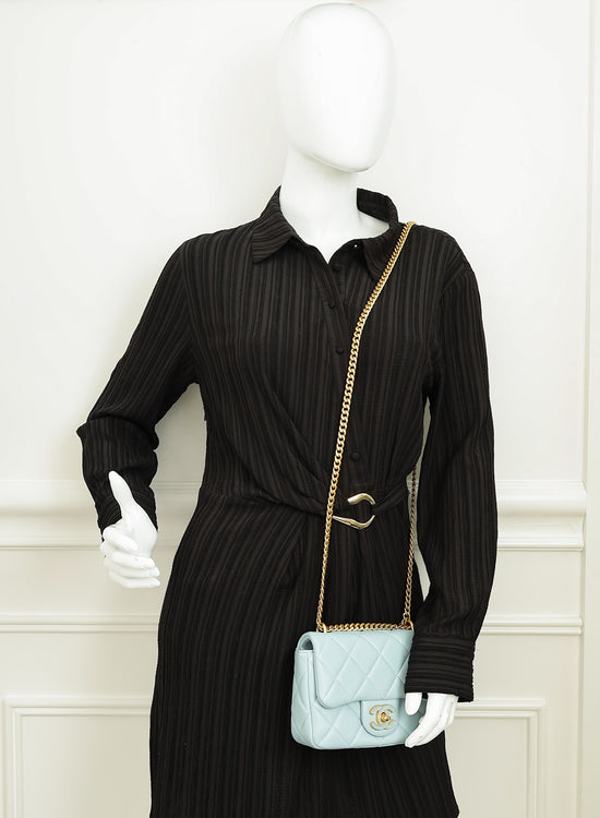 Chanel Light Blue Pending CC Mini Square Flap Bag-Chanel-THE CLOSET