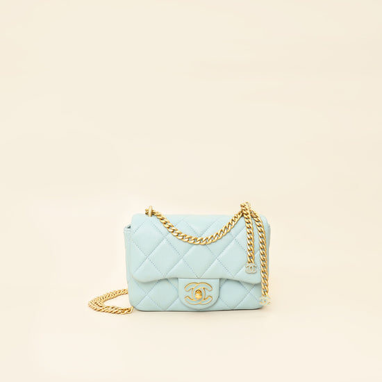 Chanel Light Blue Pending CC Mini Square Flap Bag