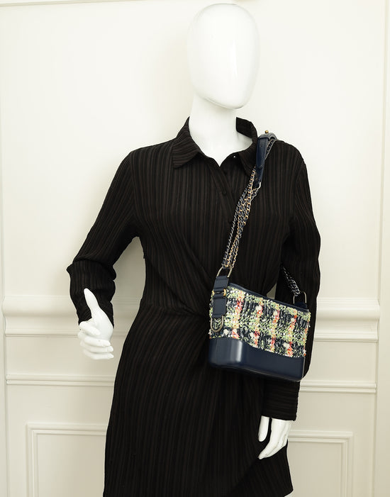 Chanel Navy Multicolor Tweed Gabrielle Hobo Small Bag-Chanel-THE CLOSET