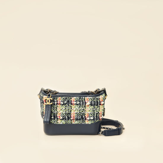 Chanel Navy Multicolor Tweed Gabrielle Hobo Small Bag