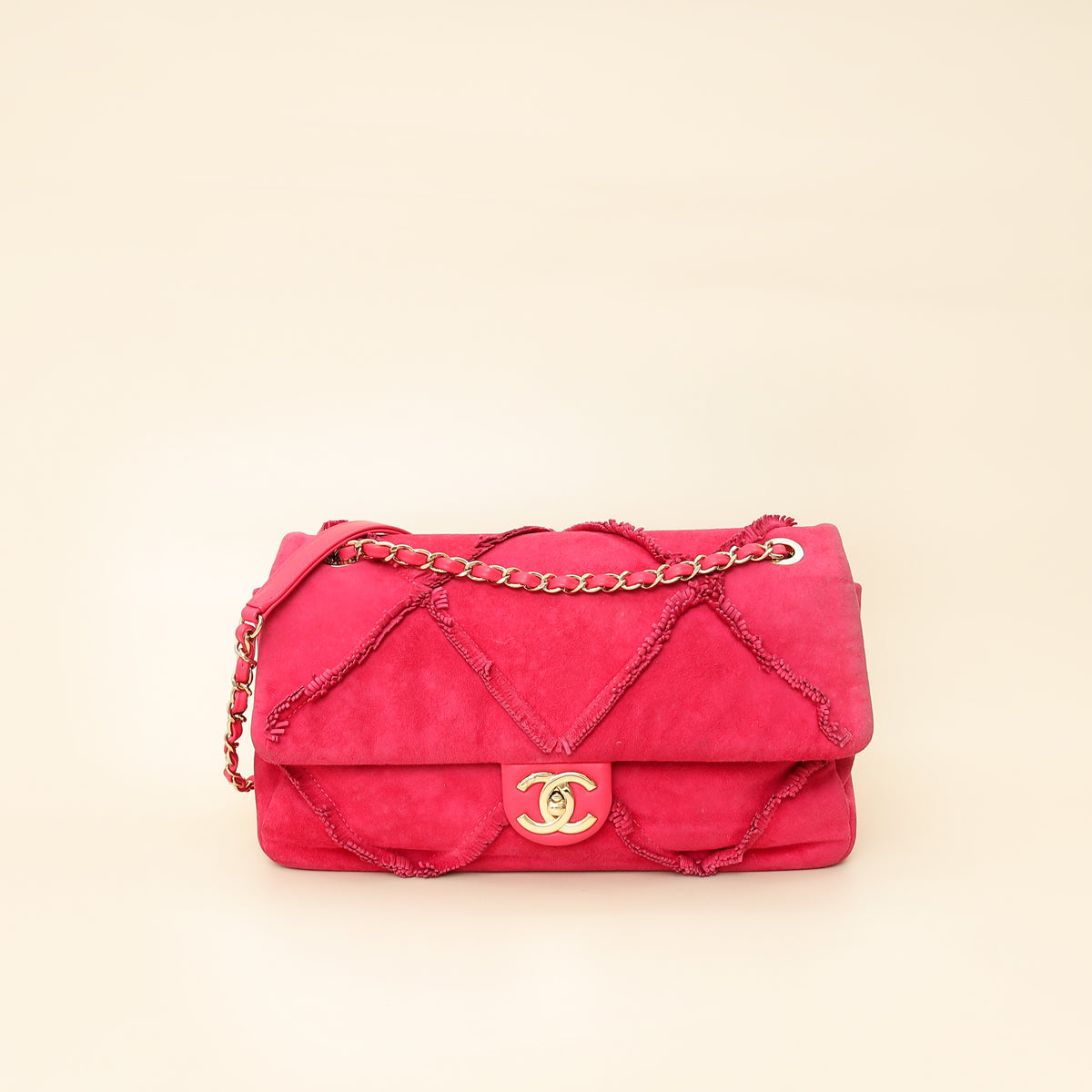 Chanel Fuchsia Diamond Fringe Flap Bag