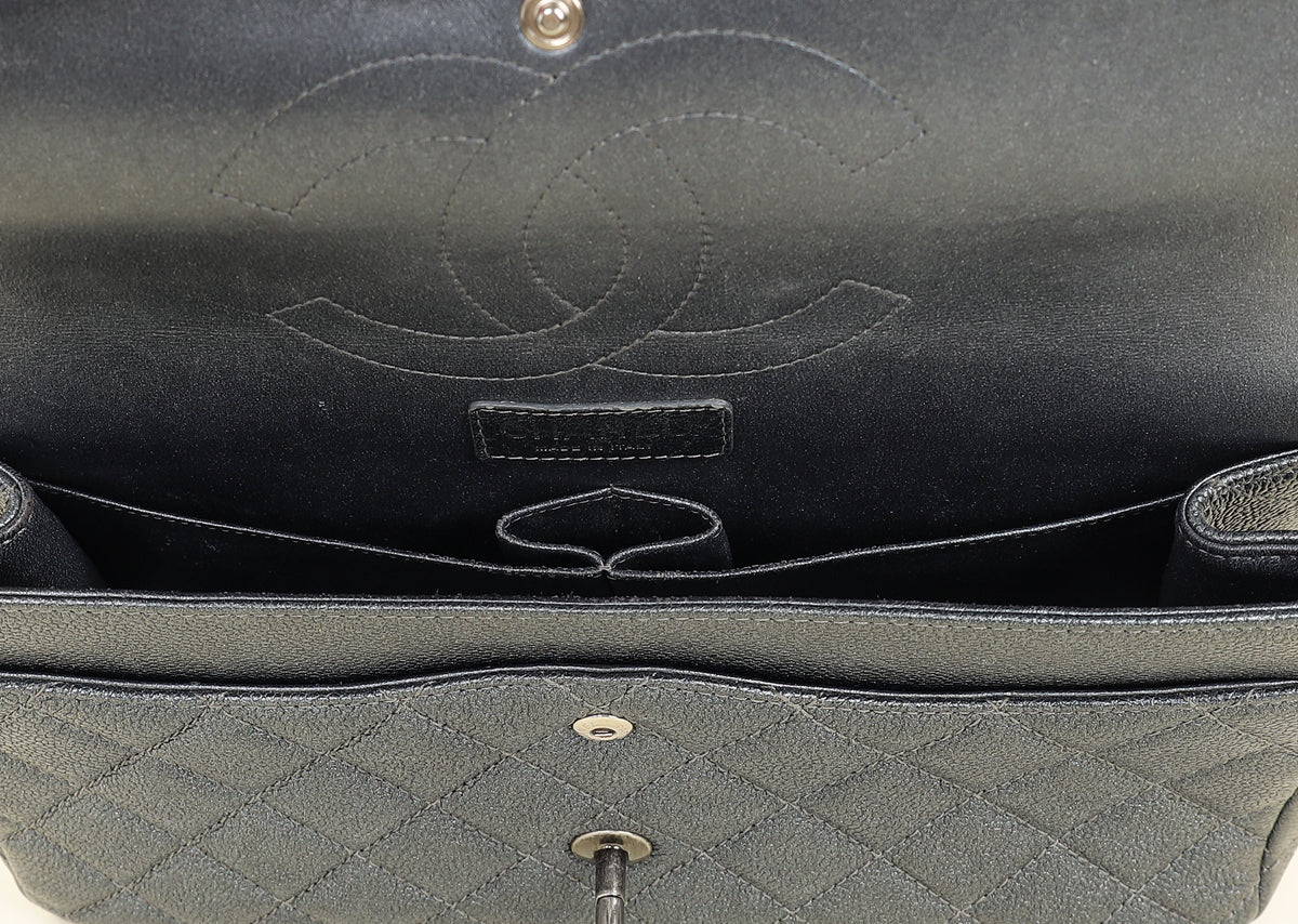 Chanel Metallic Charcoal Classic Double Flap Jumbo Bag