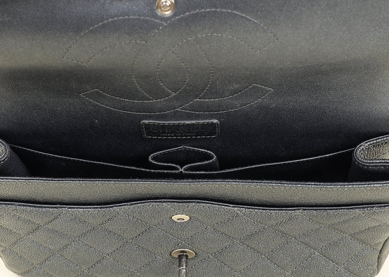 Chanel Metallic Charcoal Classic Double Flap Jumbo Bag