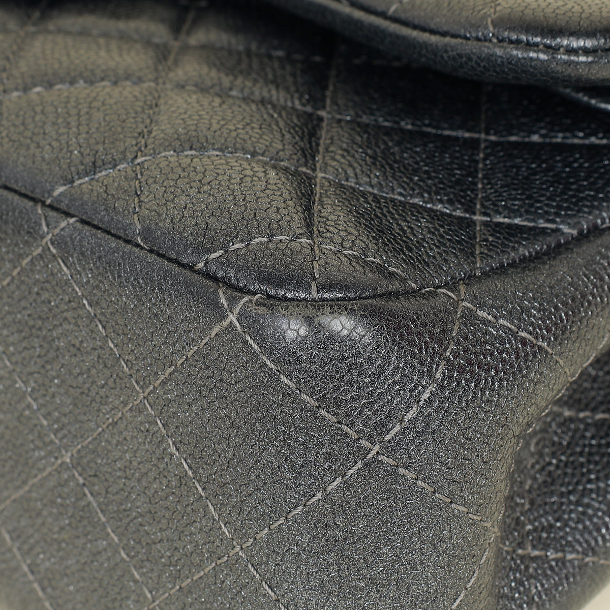 Chanel Metallic Charcoal Classic Double Flap Jumbo Bag