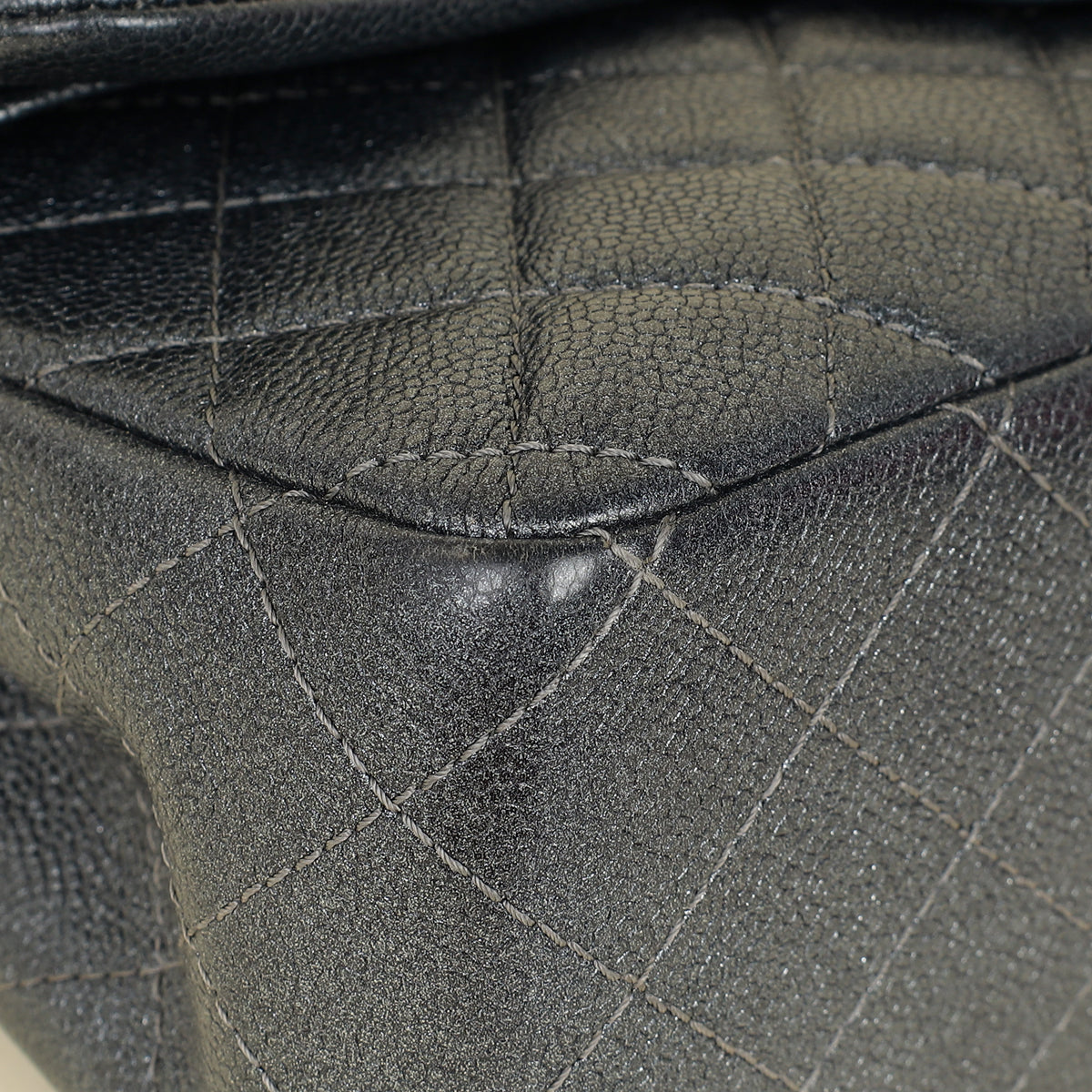 Chanel Metallic Charcoal Classic Double Flap Jumbo Bag