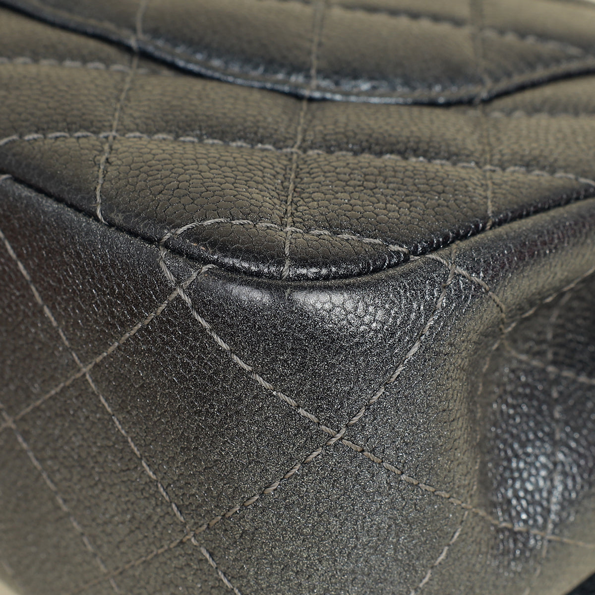 Chanel Metallic Charcoal Classic Double Flap Jumbo Bag