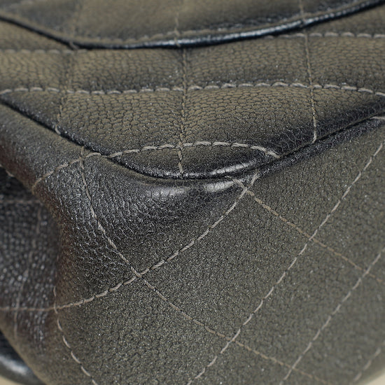 Chanel Metallic Charcoal Classic Double Flap Jumbo Bag