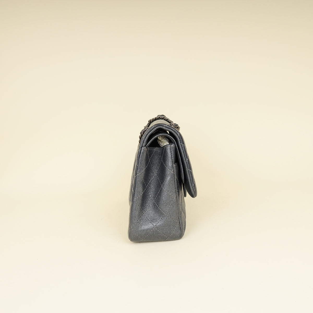 Chanel Metallic Charcoal Classic Double Flap Jumbo Bag