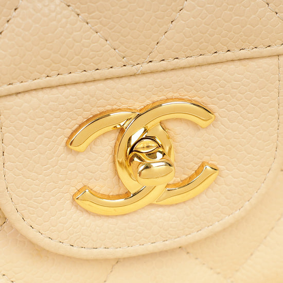Chanel Beige Classic Double Flap Jumbo Bag