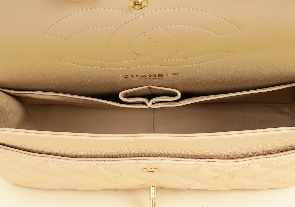 Chanel Beige Classic Double Flap Jumbo Bag