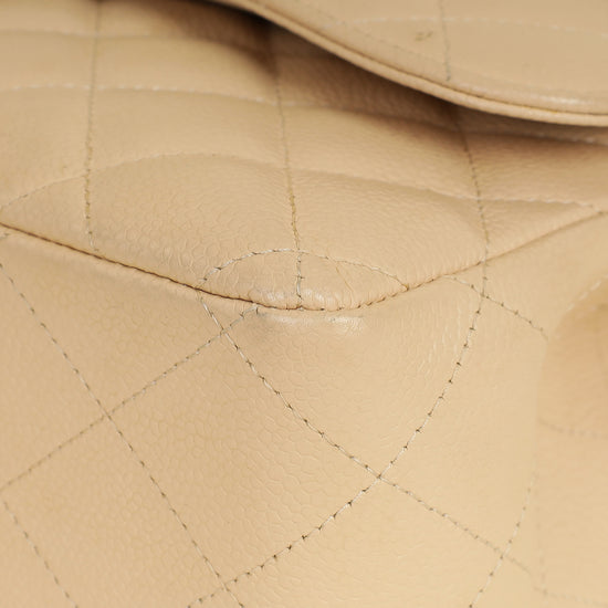 Chanel Beige Classic Double Flap Jumbo Bag