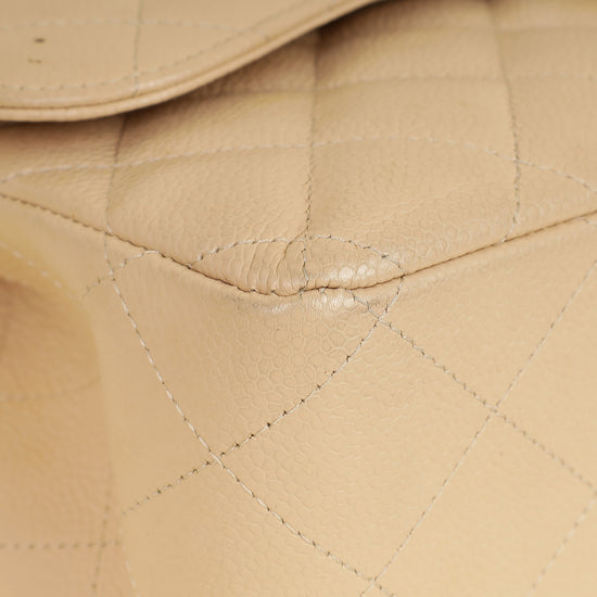 Chanel Beige Classic Double Flap Jumbo Bag