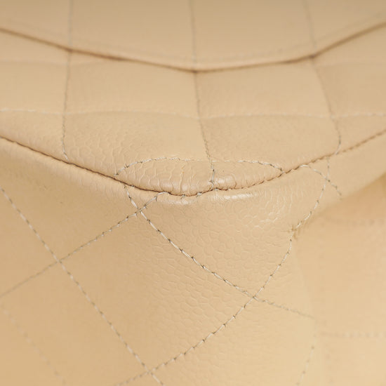Chanel Beige Classic Double Flap Jumbo Bag