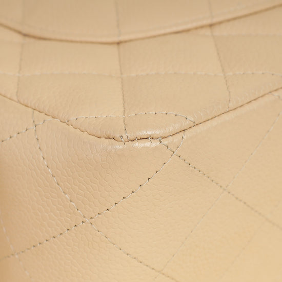 Chanel Beige Classic Double Flap Jumbo Bag