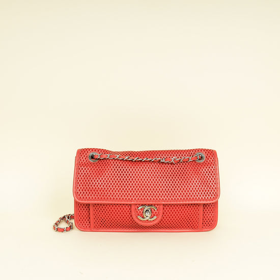 Chanel Red CC Perforated Up in the Air Flap Bag
