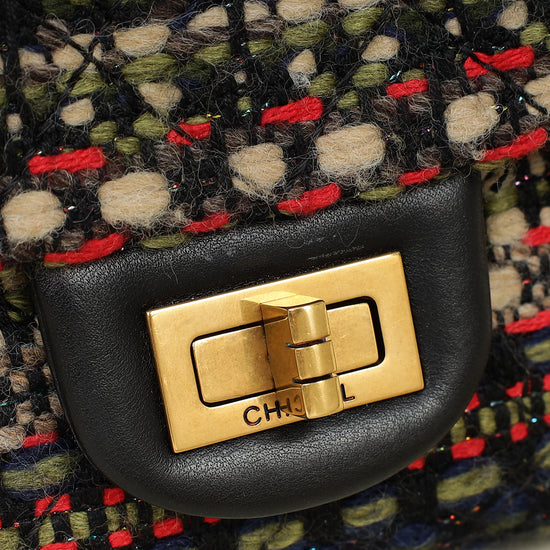 Chanel Multicolor 2.255 Reissue Tweed Double Flap 226 Bag